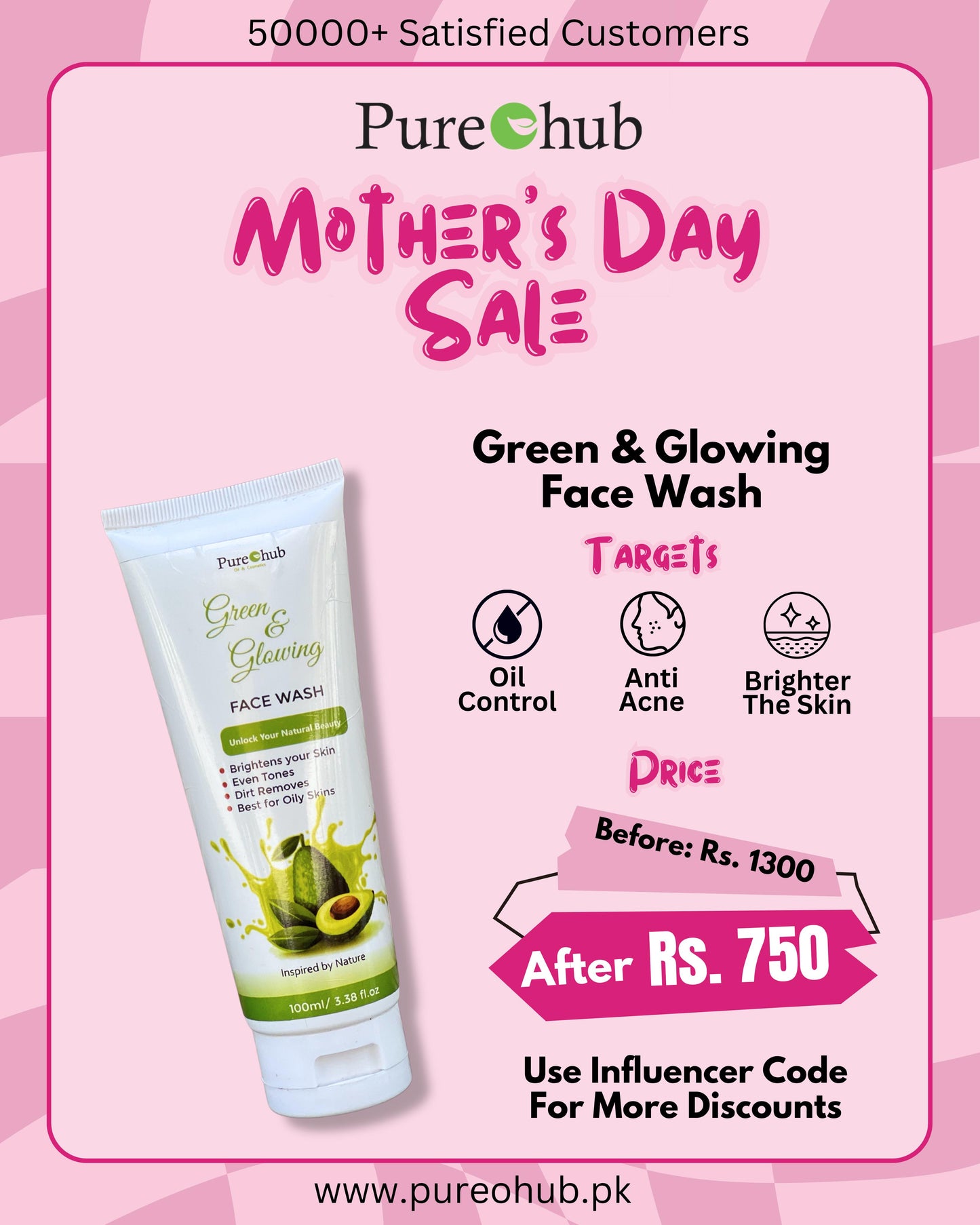 Mother,s Day Sale Green & Glowing Face Wash